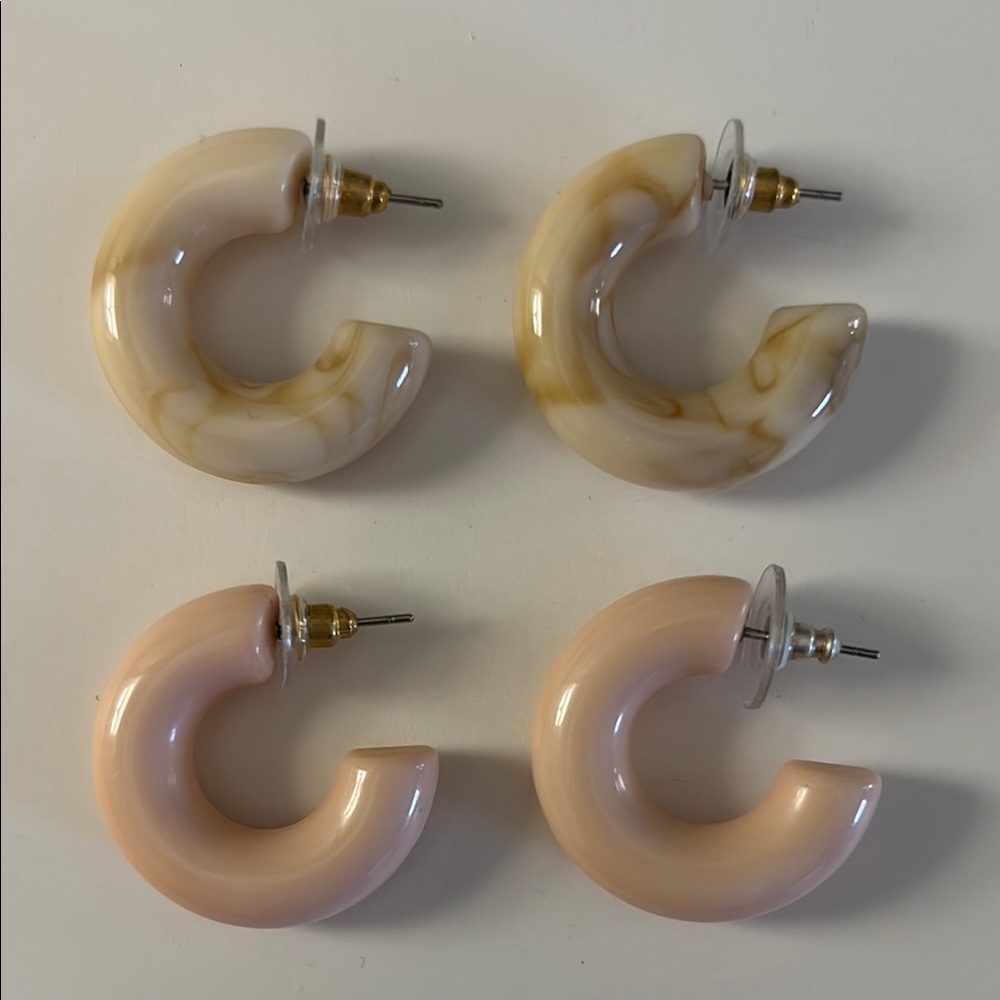 Erin McDermott Two Pair Small Acrylic Hoop Eartings